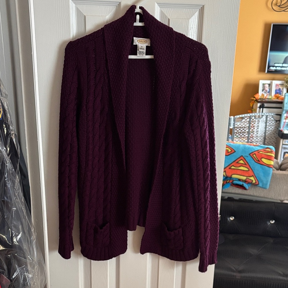 Talbots Women's Cable Knit Cardigan - Magenta